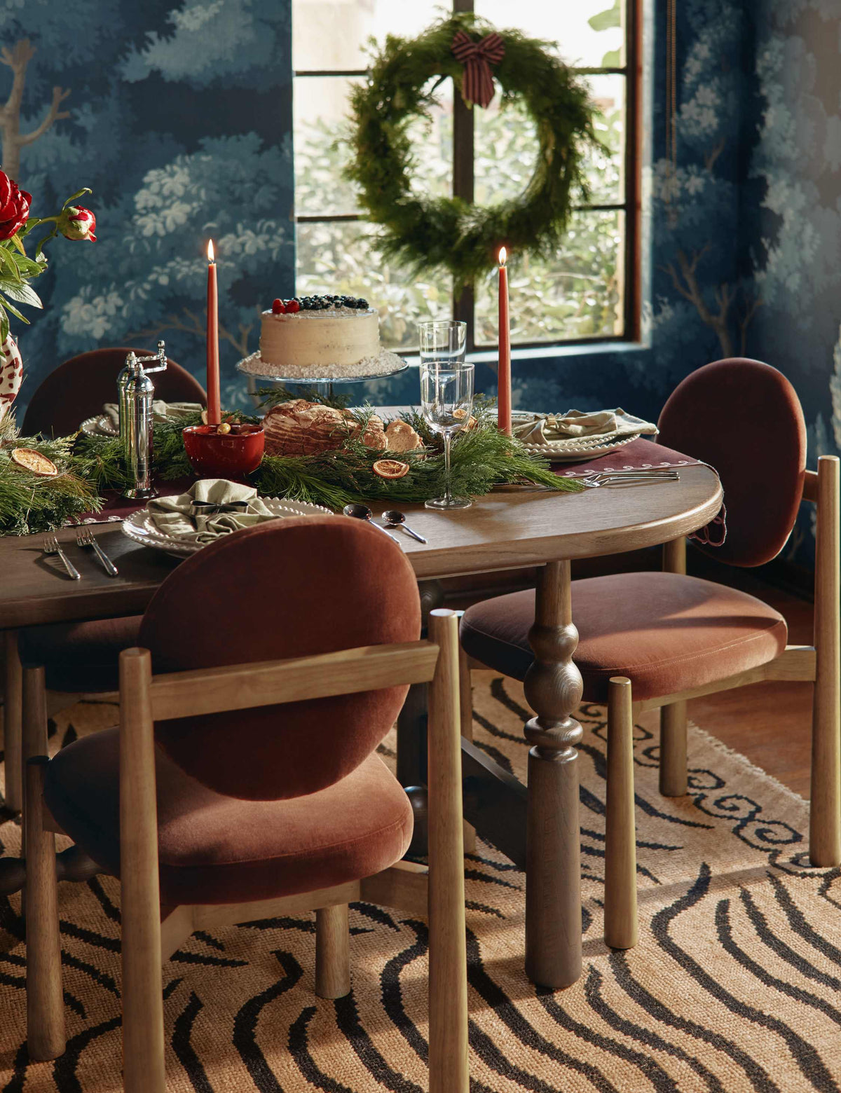 Modern Dining Chair, Wood, Velvet or Basketweave Seat