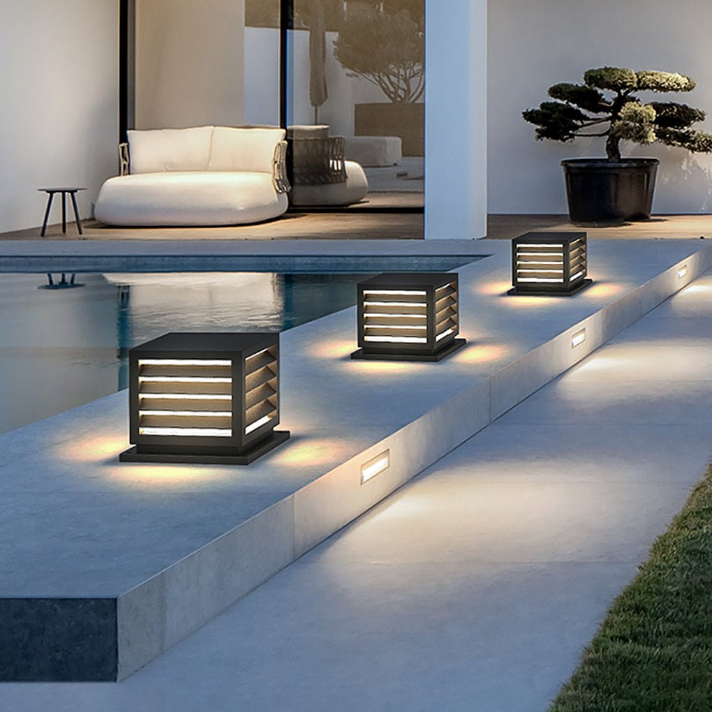 Post Cap Light, Square Solar or Hardwired Pillar Lantern