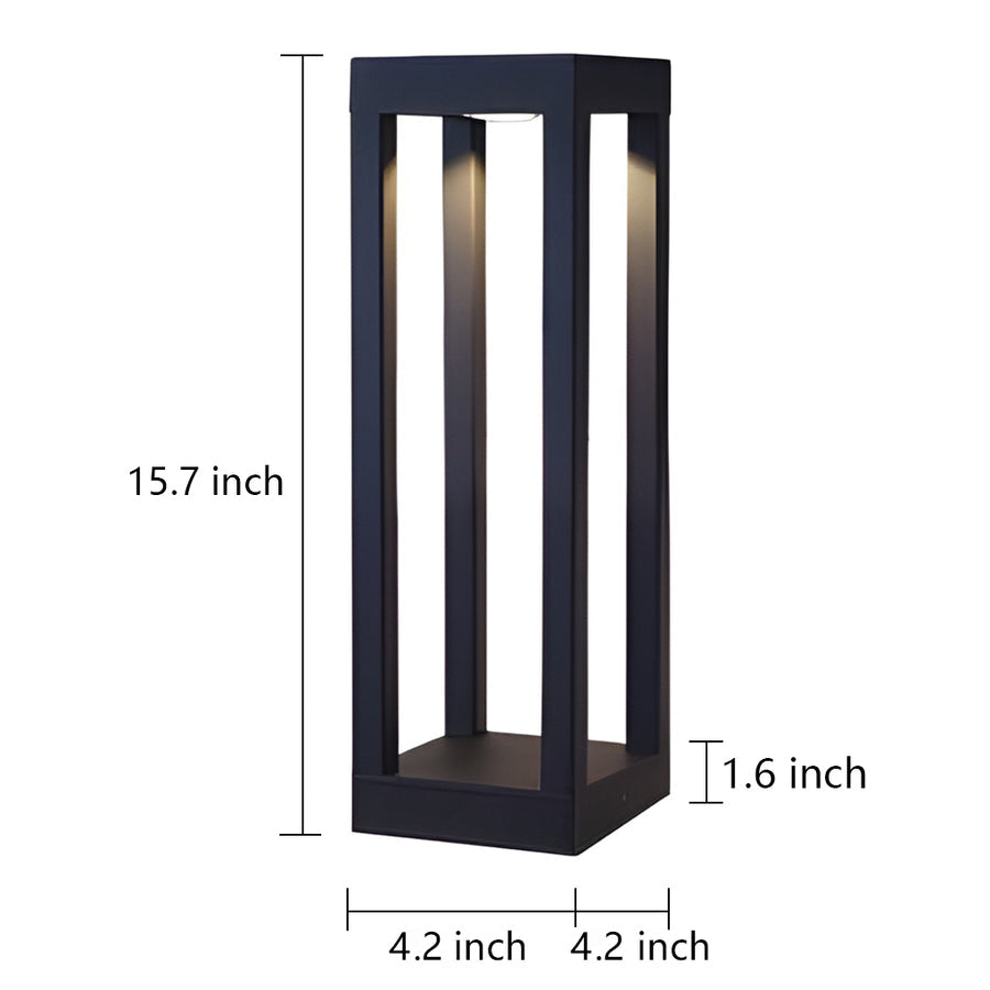 Black LED Bollard Light, Modern Garden Path Post Light