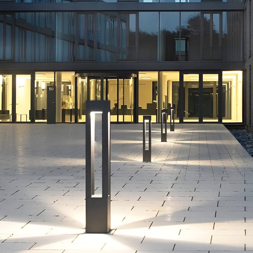 Black LED Bollard Light, Modern Garden Path Post Light