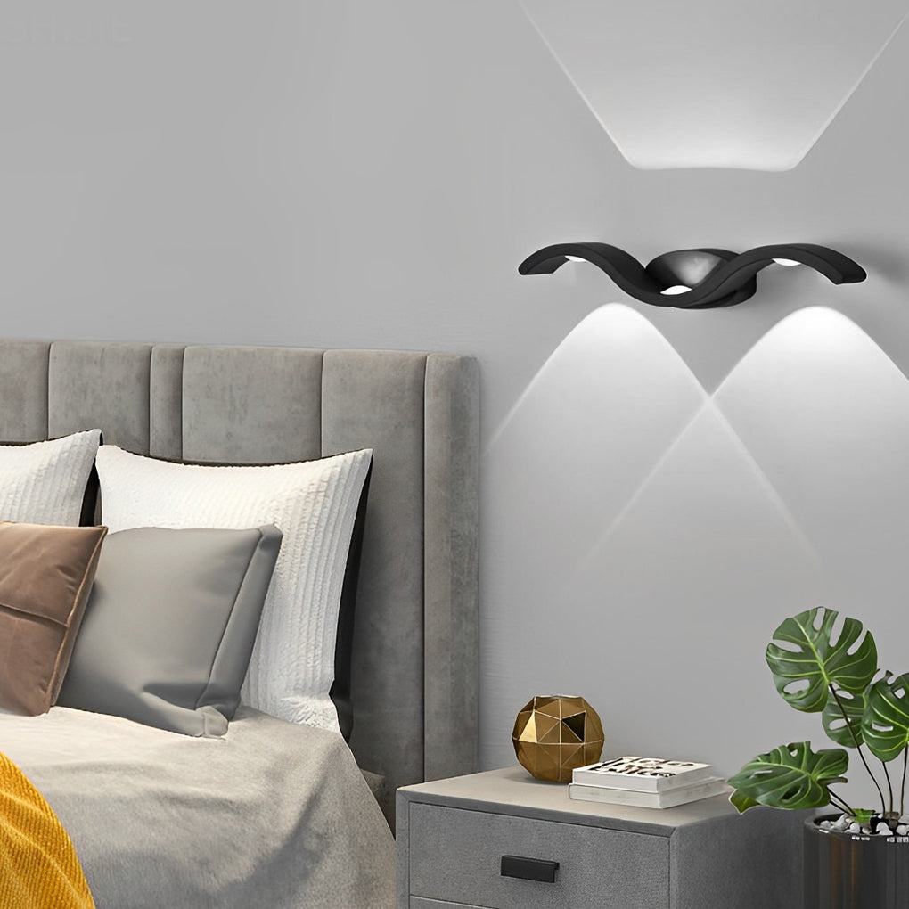 Wing Shaped Outdoor Wall Light, 3-Head Up Down LED Sconce